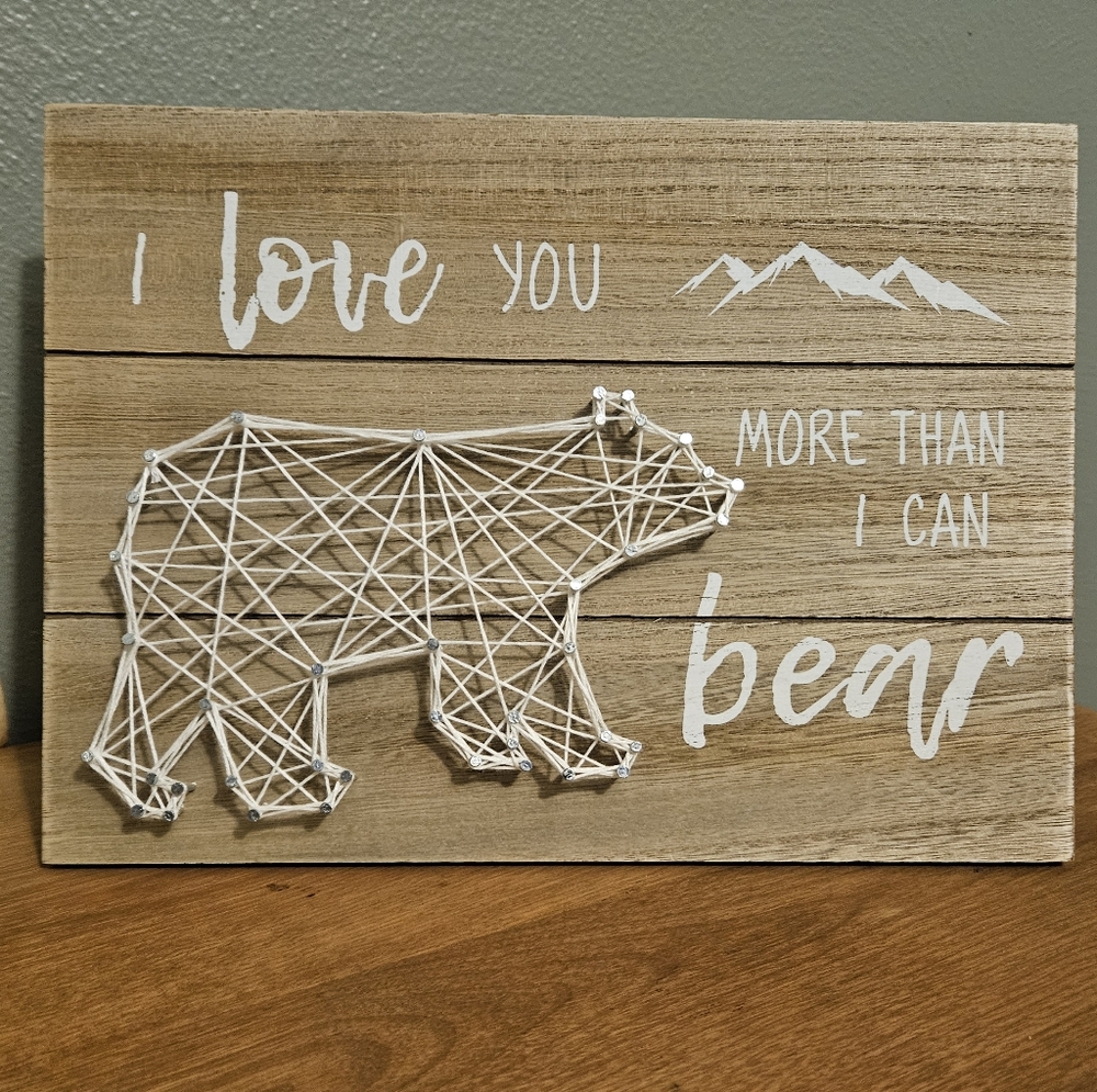 Rustic Brown Bear String Art Wall Decor